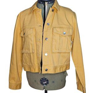 Y2K Divided streetwear pocketed mustard yellow 100% cotton denim jacket M